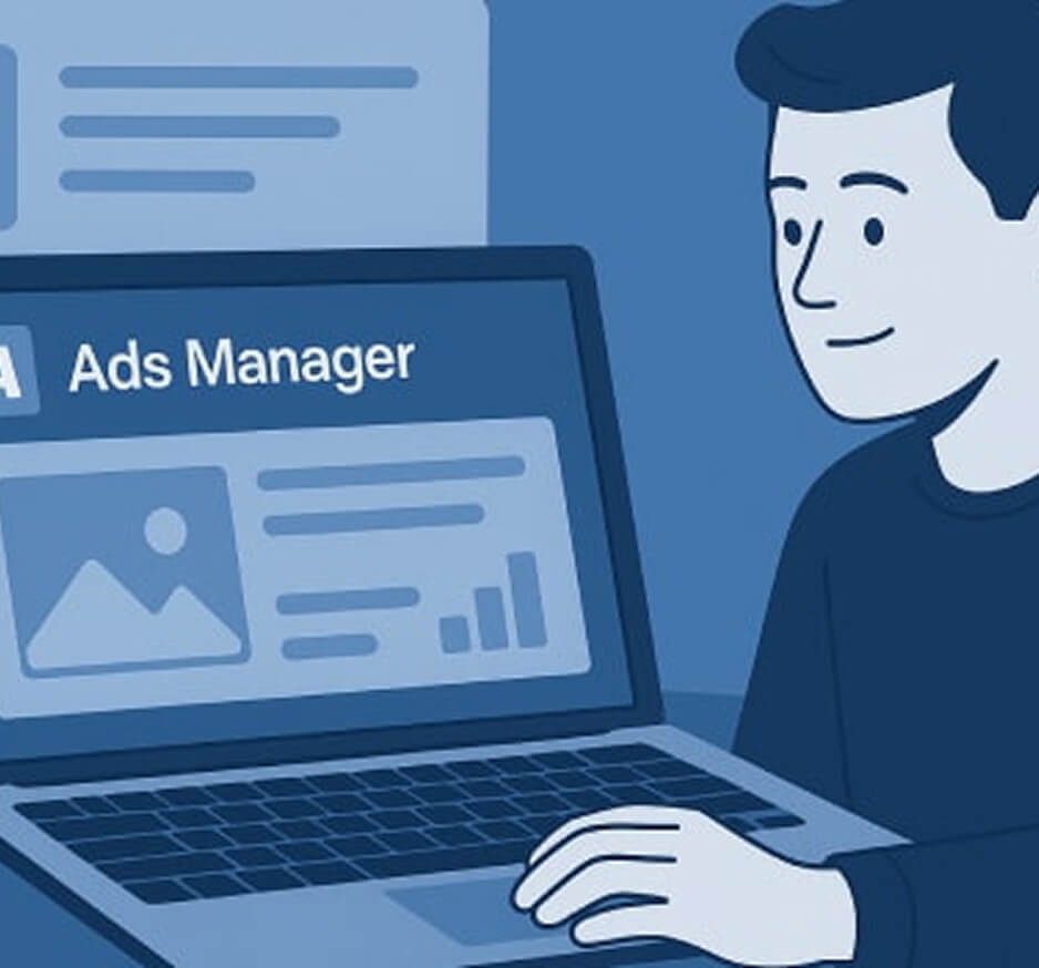 екран ноутбука з дашбордом кампанії у Facebook Ads